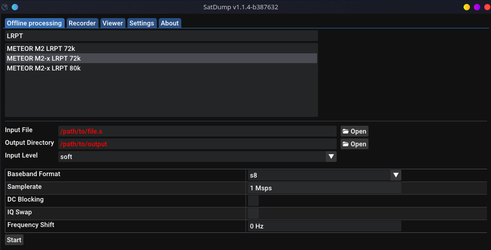 SatDump config for decoding LRPT