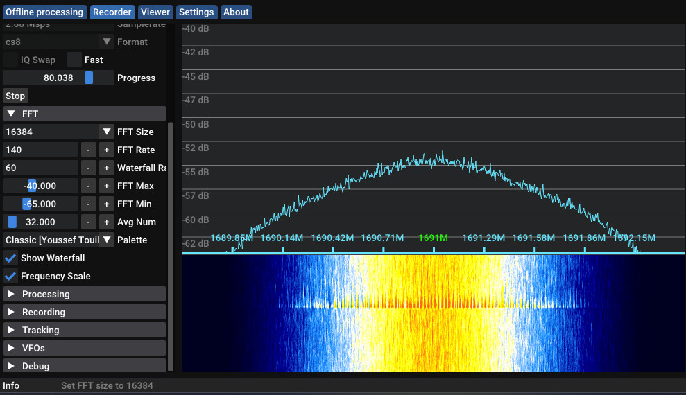 Screenshot of a properly adjusted FFT